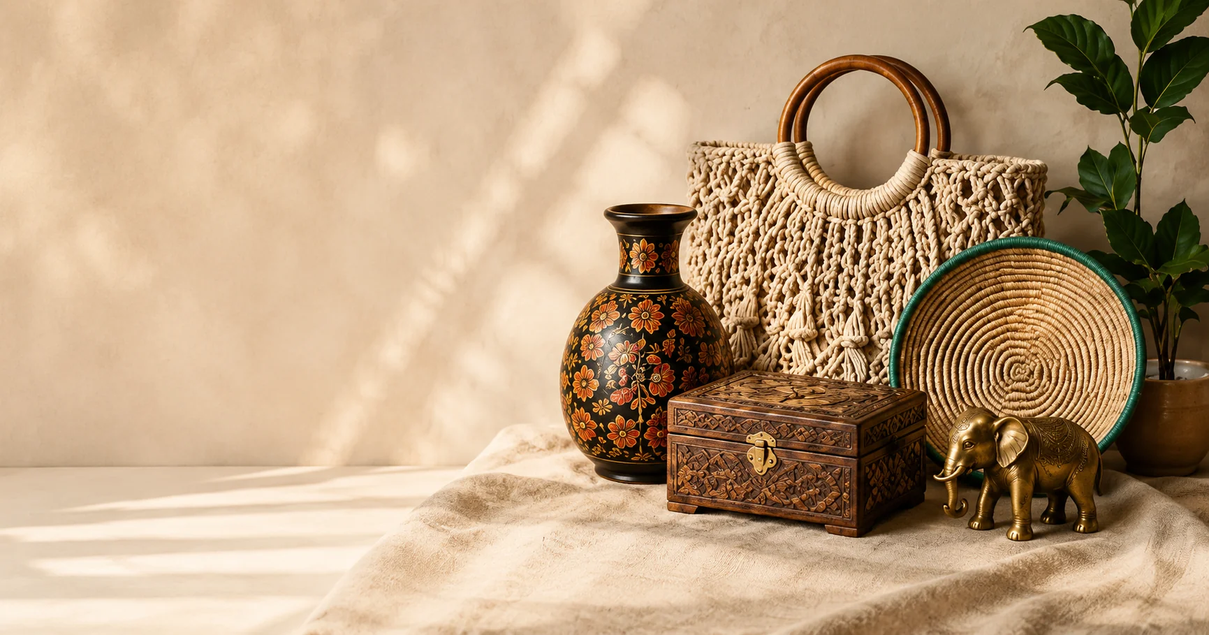 Indian handicrafts — handcrafted pottery, textiles, brass and natural fibre products